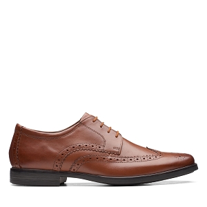 CLARKS HOWARD WING<br>Dark Tan Lea